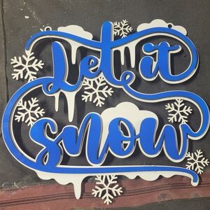 Blue and White 'Let it Snow' Holiday Door Hanger